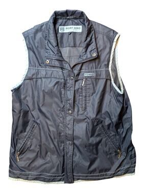 Point Zero by Nicole Benisti Women L Blue Sleeveless Net Lined Vest Gorpcore